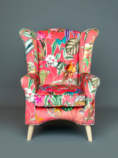 jacob chair in tropical watermelon front view